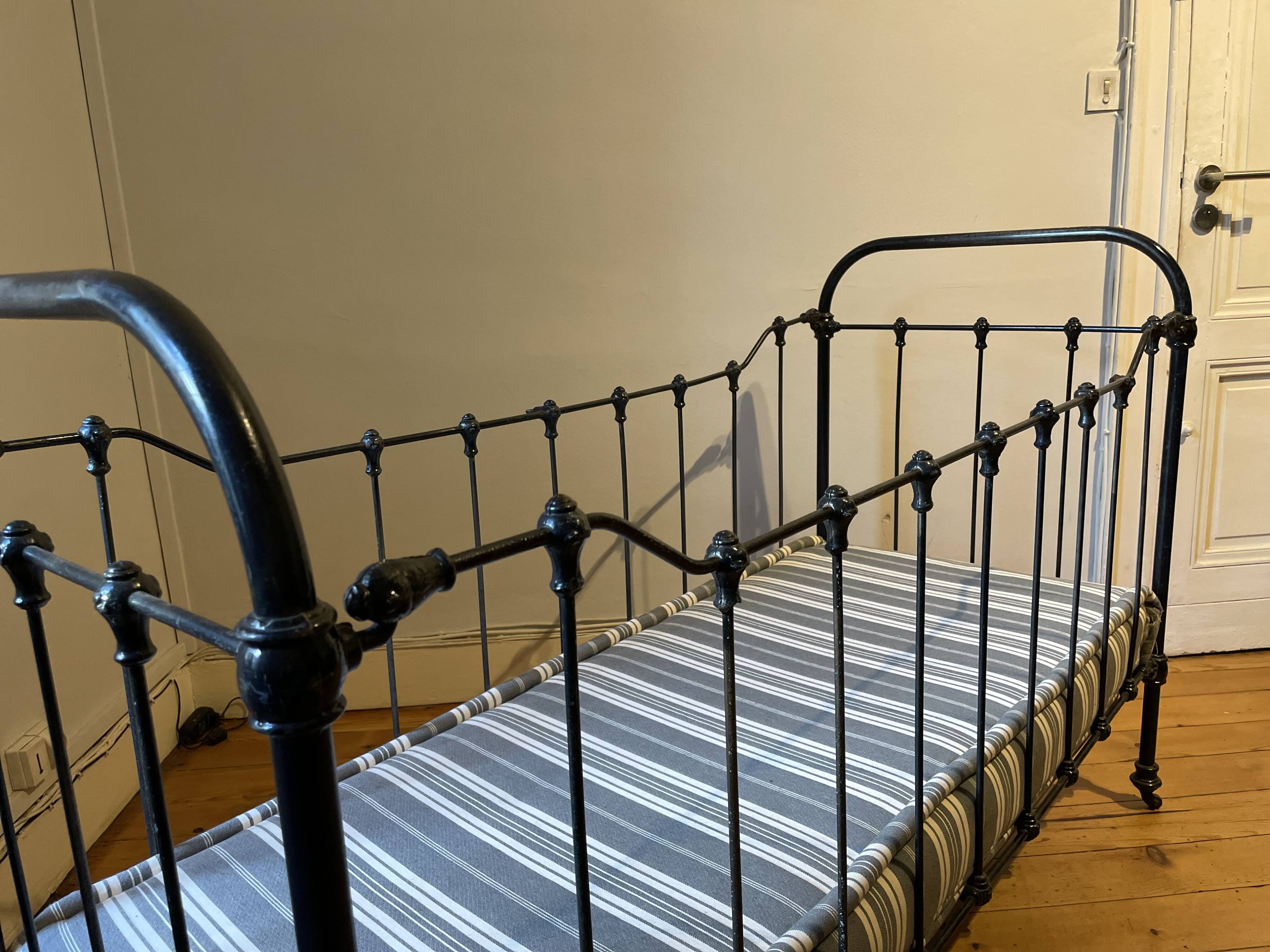 Wrought iron cot renovated with mattress