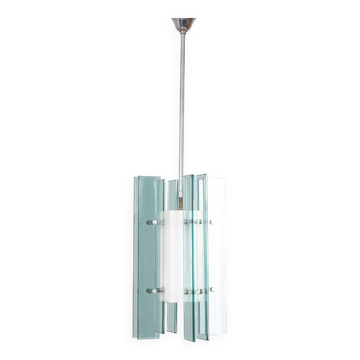 Vintage 60s chandelier in glass and plastic italian design