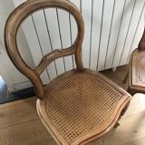 Set of 2 Louis Philippe chairs wood and cannage