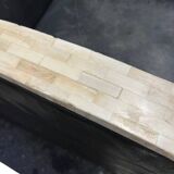 Pair of leather armchairs with marquetry armrests