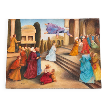 Large oil on canvas 130 × 162 cm, Presentation of the Virgin at the Temple, s
