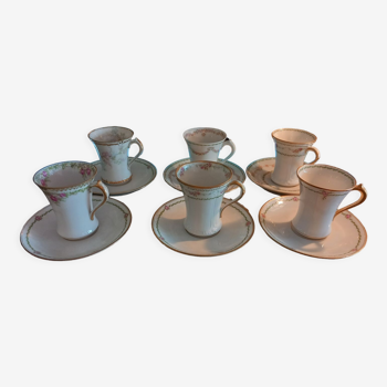 6 chocolate cups. Limoges porcelain. France