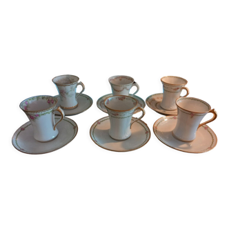 6 chocolate cups. Limoges porcelain. France