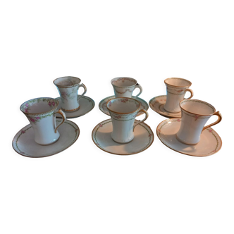 6 tasses à chocolat, Porcelaine Limoges, France