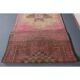 Vintage Turkish hand-knotted wool cotton pink runner rug 92x290