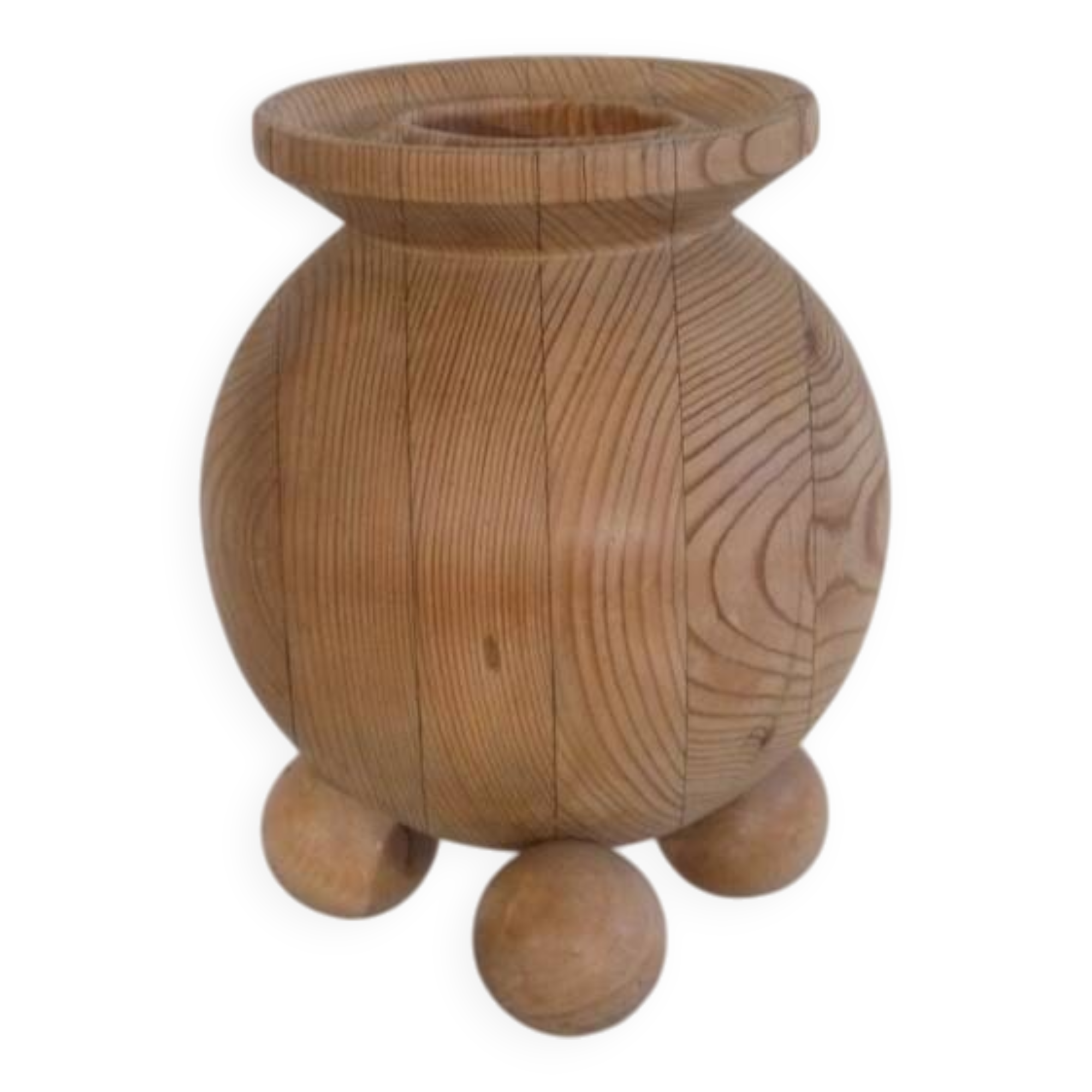 Large handmade wooden candle holder from the 1950s