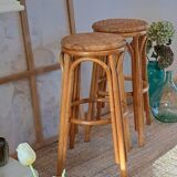 Vintage rattan and wicker bar stools