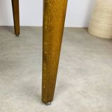 Tabouret scandinave en teck et velours jaune, années 60