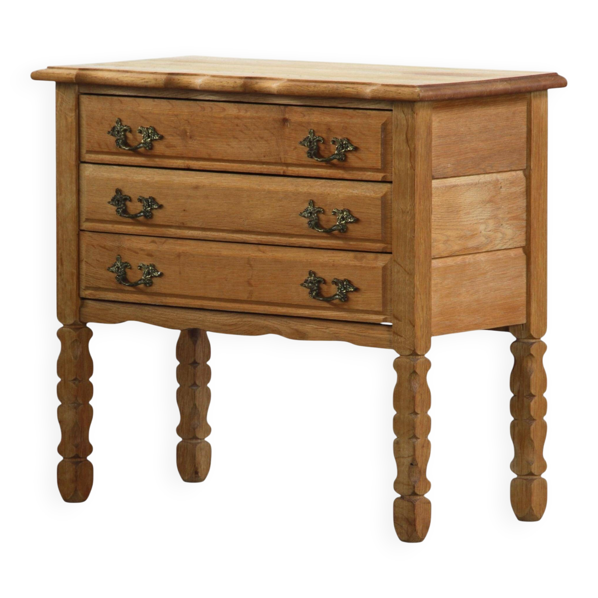 Vintage 1960s Danish three-drawer Oak Side Table, Henning Kjærnulf style