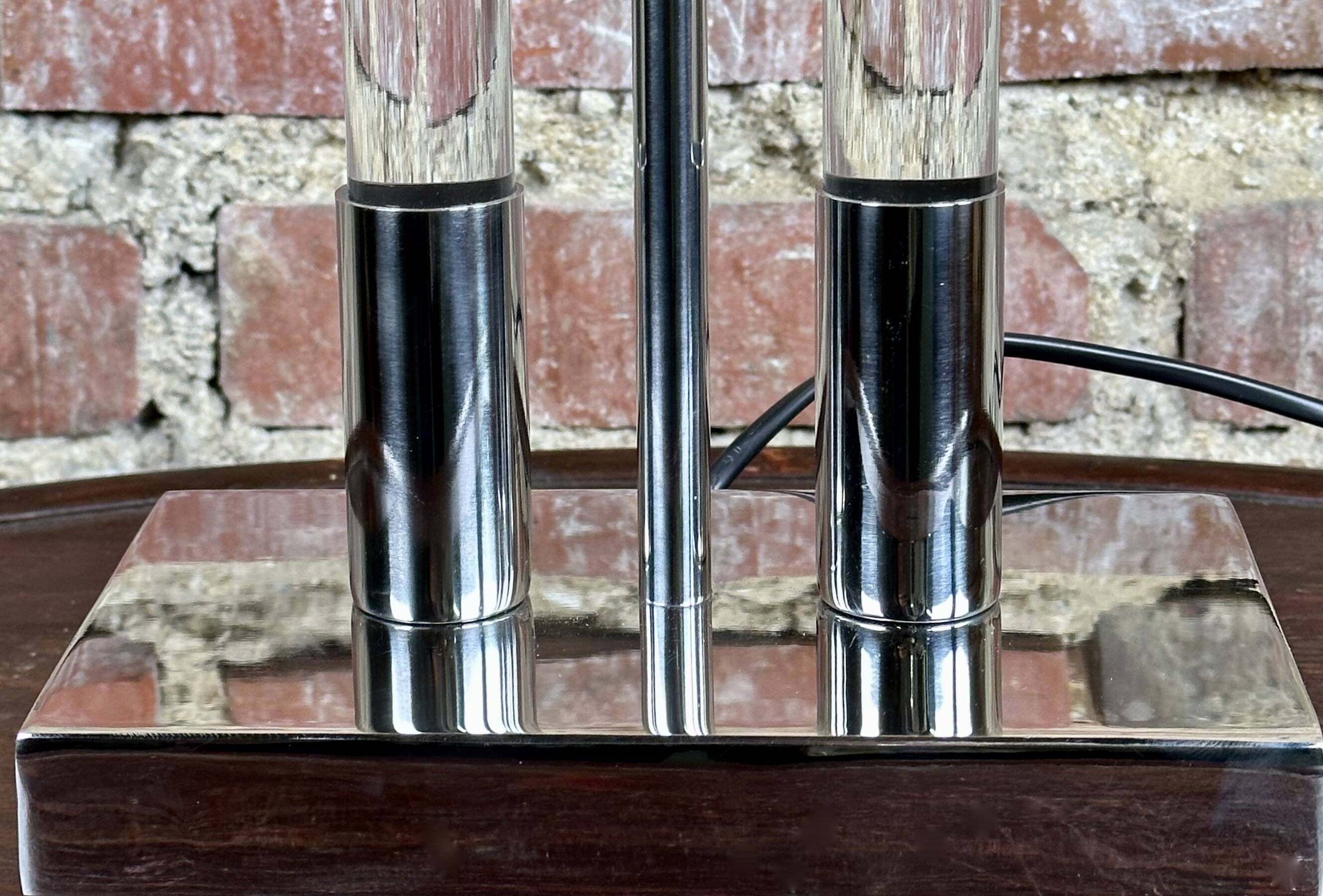 Designer lamp in chrome metal and Altuglass 1990s Ht 85 cm