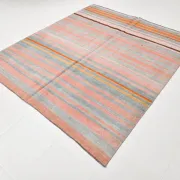 Dusty Pink Vintage Kilim Rug, Turkish Striped Bohemian Bedroom Decor 6x7