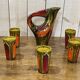 Orangeade Vallauris service from the 70s - 1 pitcher + 5 glasses