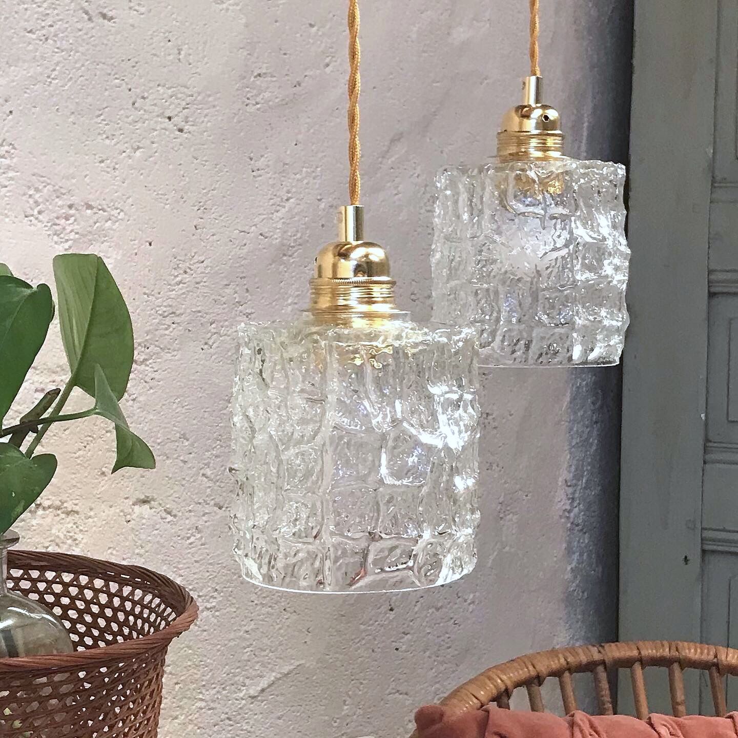 Vintage glass hanging lamp