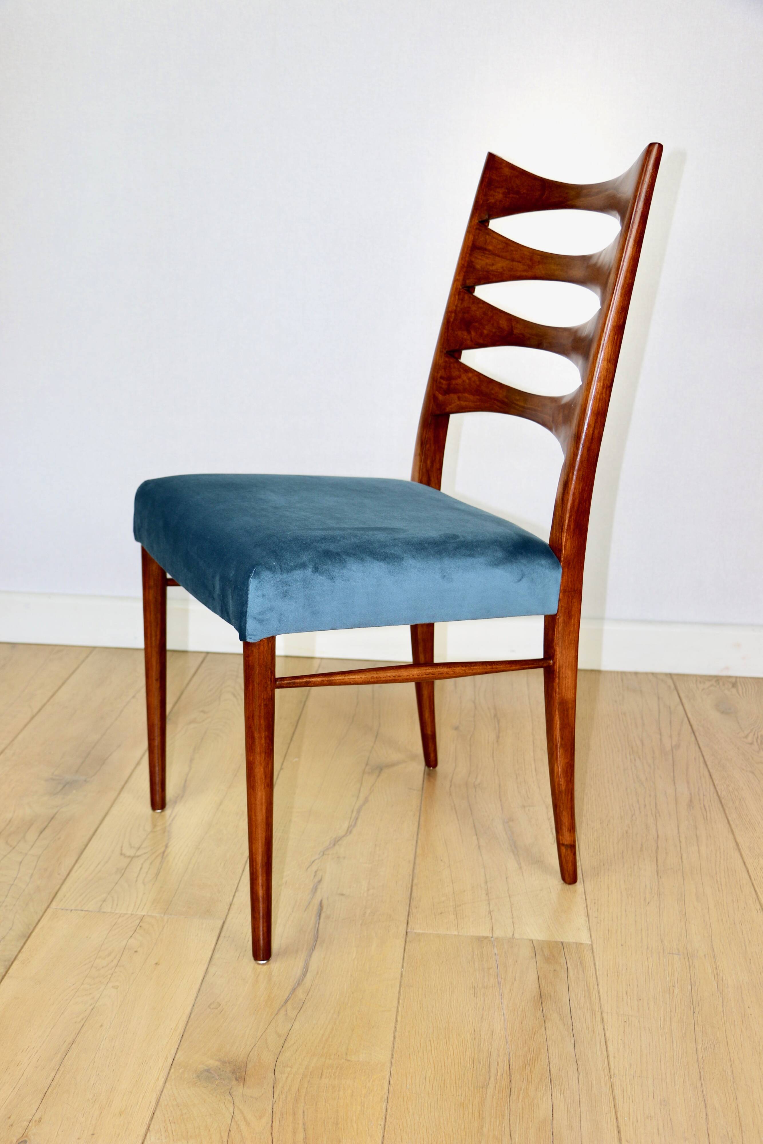 Danish vintage chairs blue turquoise vintage - set of 4 - great set