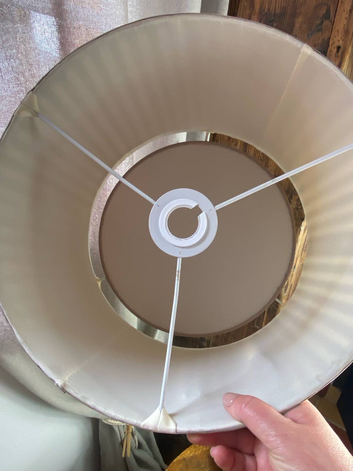 Brass lamp with pleated shade