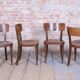 Art Deco Czech Chairs in Beech and Walnut from Thonet, 1940s, Set of 4