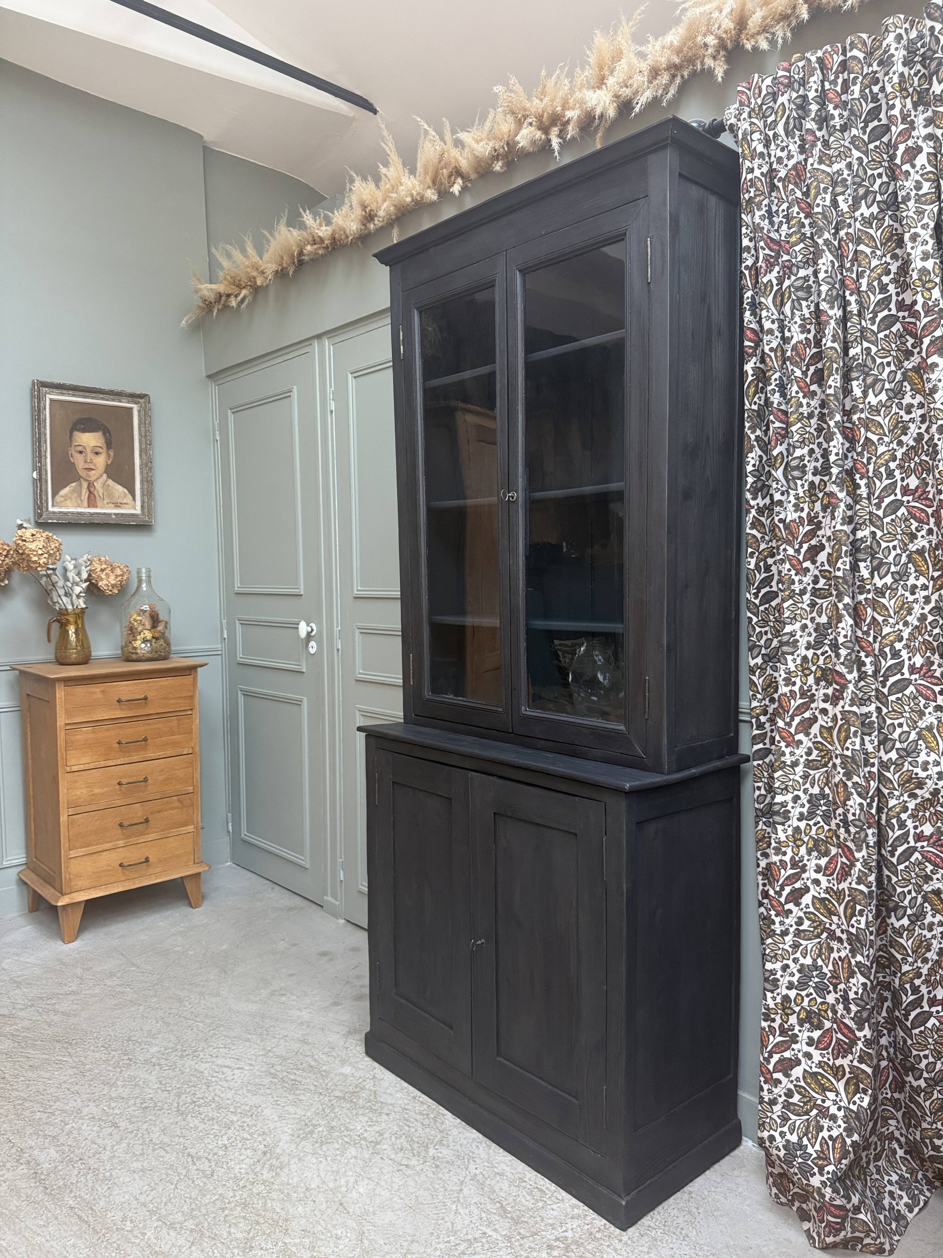 Two-body antique black sideboard (renovated)