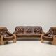 Living room set with 1 sofa and 2 armchairs.