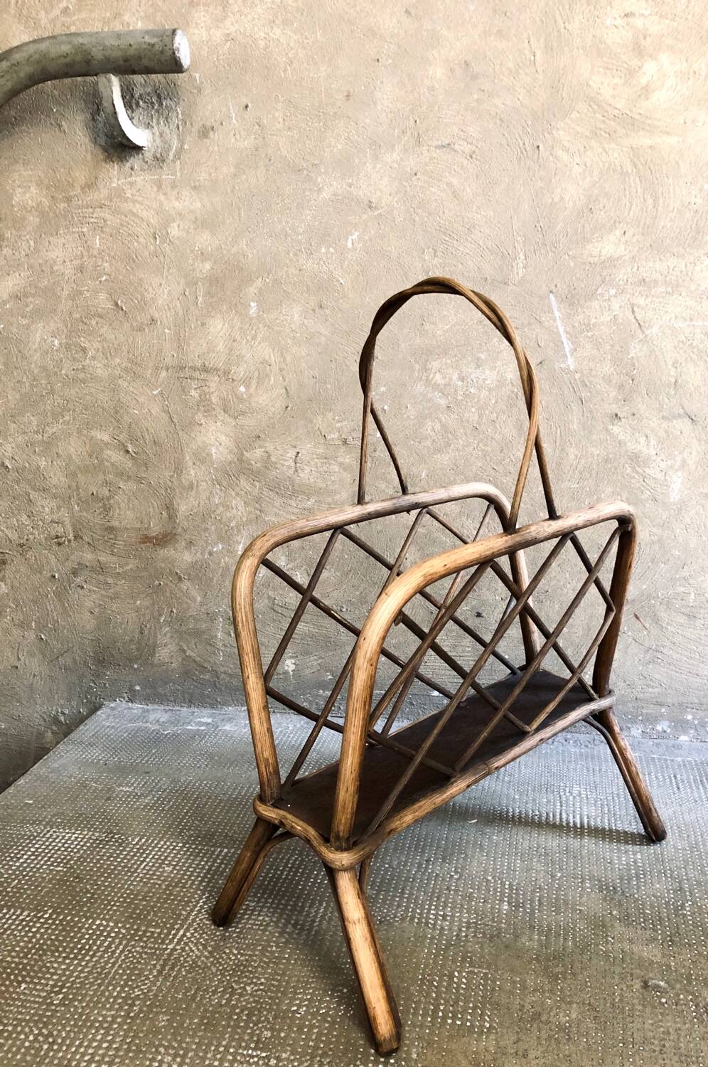 Vintage rattan magazine rack