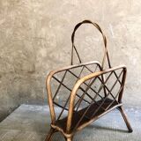 Vintage rattan magazine rack