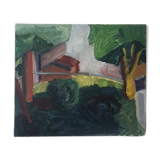 Oil on canvas abstract landscape