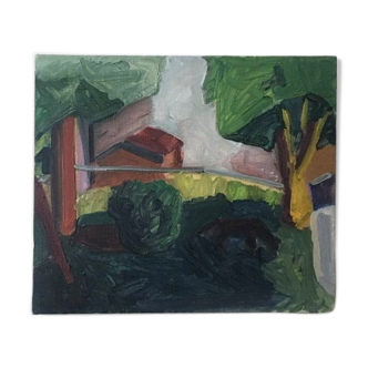Oil on canvas abstract landscape