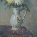 Still life with bouquet of flowers oil on canvas signed