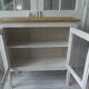 Pearl gray patina vintage oak top buffet
