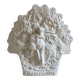 Angel Vase in White Plaster, Vintage Planter with Cherub and Flower Motif