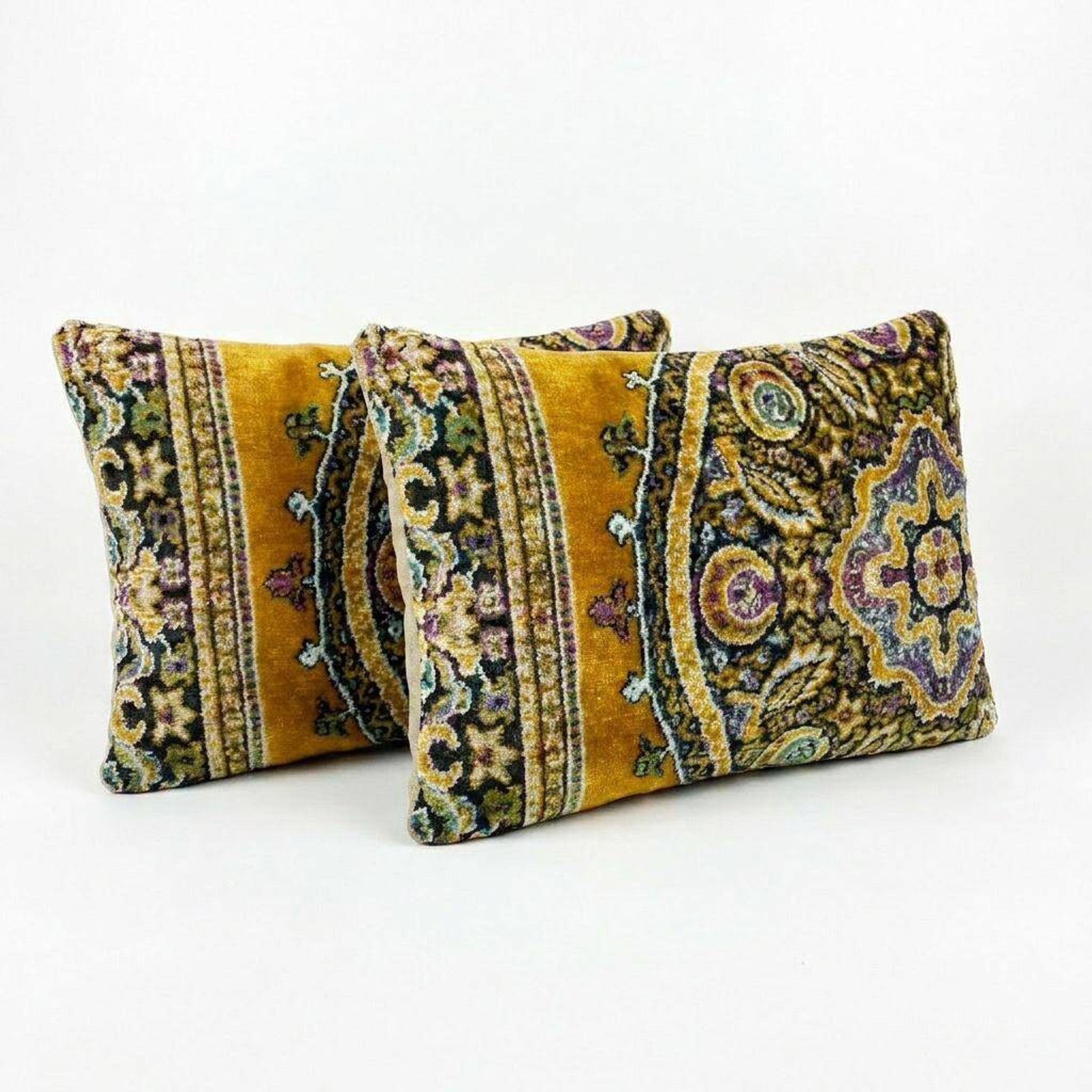Set of 2 vintage velvet cushion covers 38x61 cm