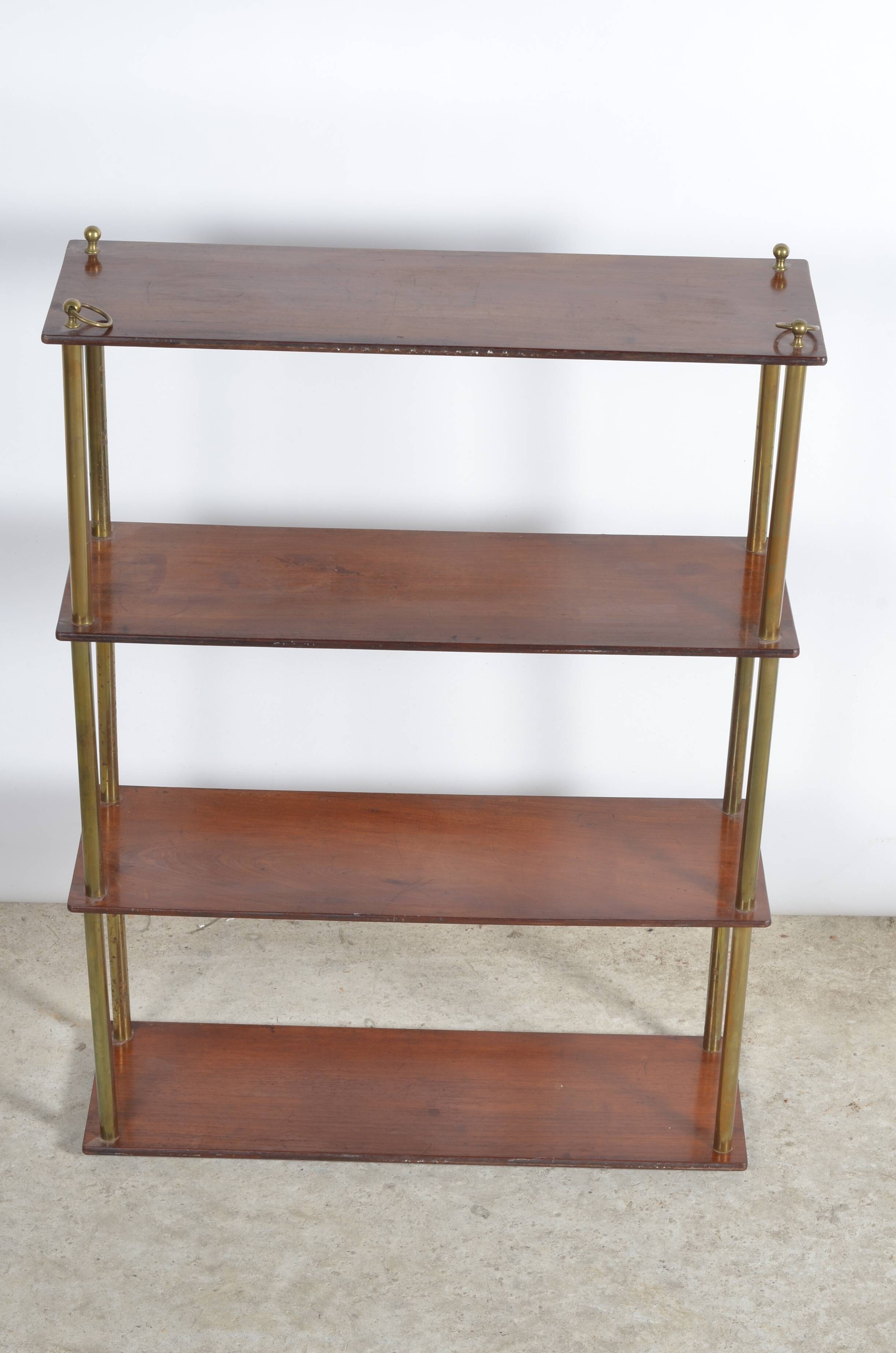 Etagère à poser en bois et laiton