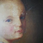 Old oil painting on canvas, countryside decoration, child portrait