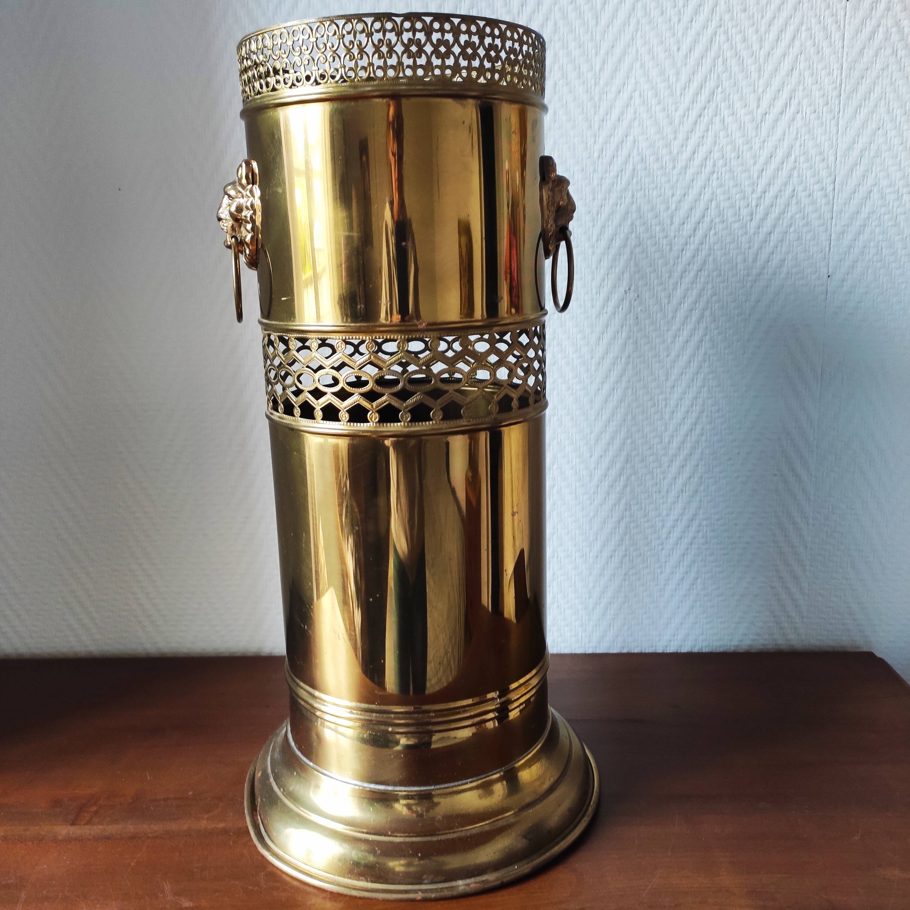Vintage brass umbrella stand