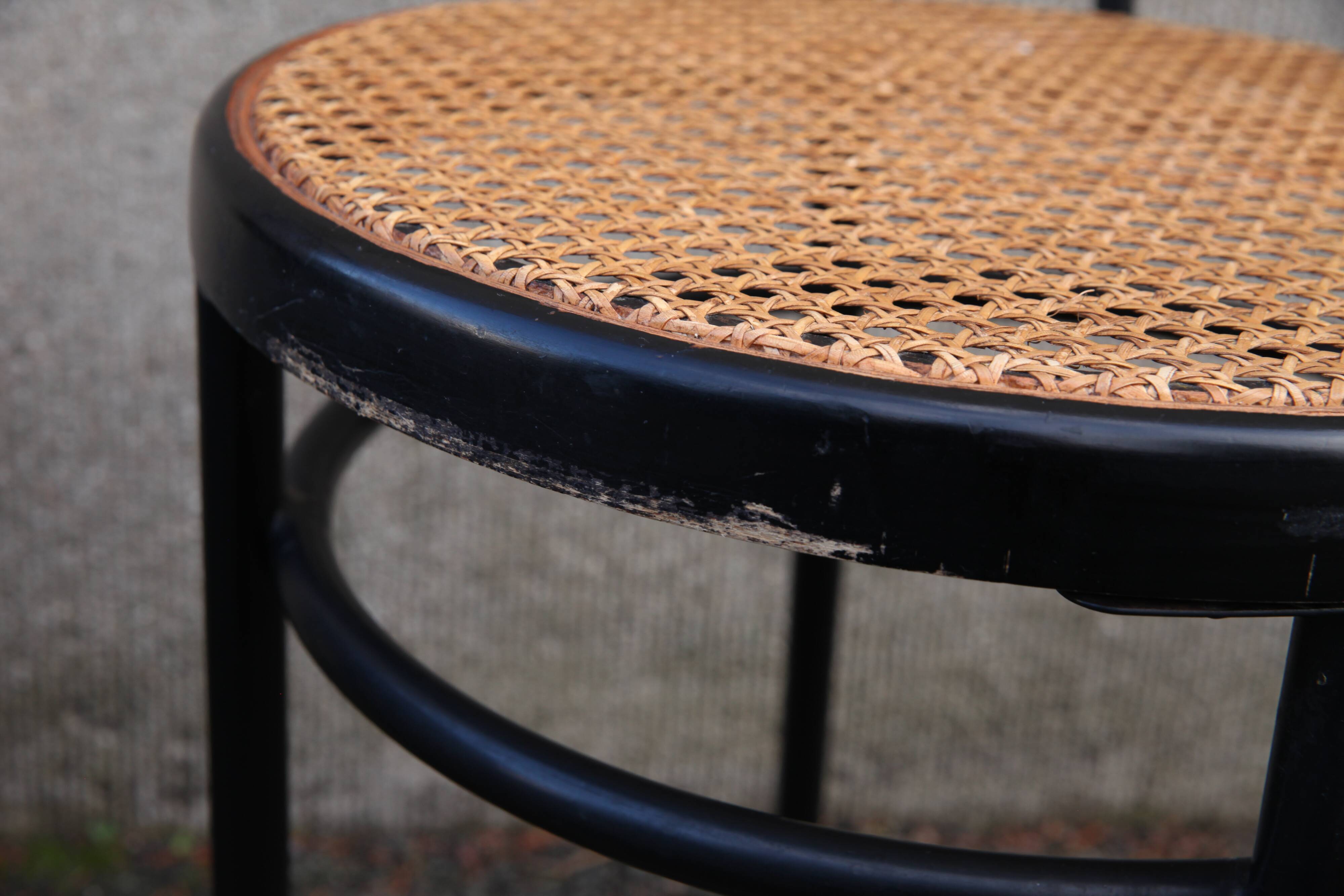 Paire de chaise bistrot métal et cannage