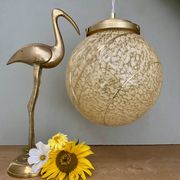 Vintage globe pendant light in yellow and gold clichy glass XXL