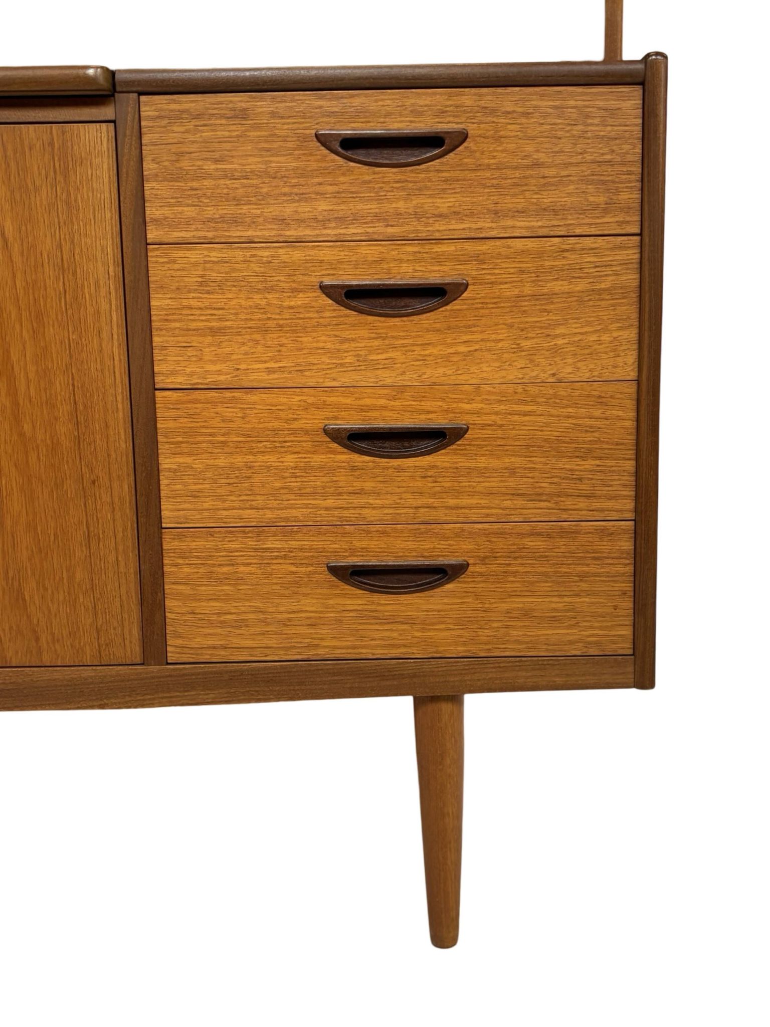 Armoire murale vintage en teck, bibliothèque, bureau, design danois, années 60