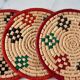 Set of bottle underwear and coasters in wicker / rope 70s