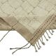 Tapis tribal tissé à la main, pièce unique, 249 cm x 312 cm, en laine beige.