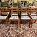 Suite of 8 English-style chairs with points