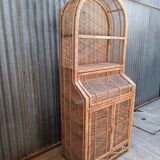 Bibliothèque en osier rotin vintage