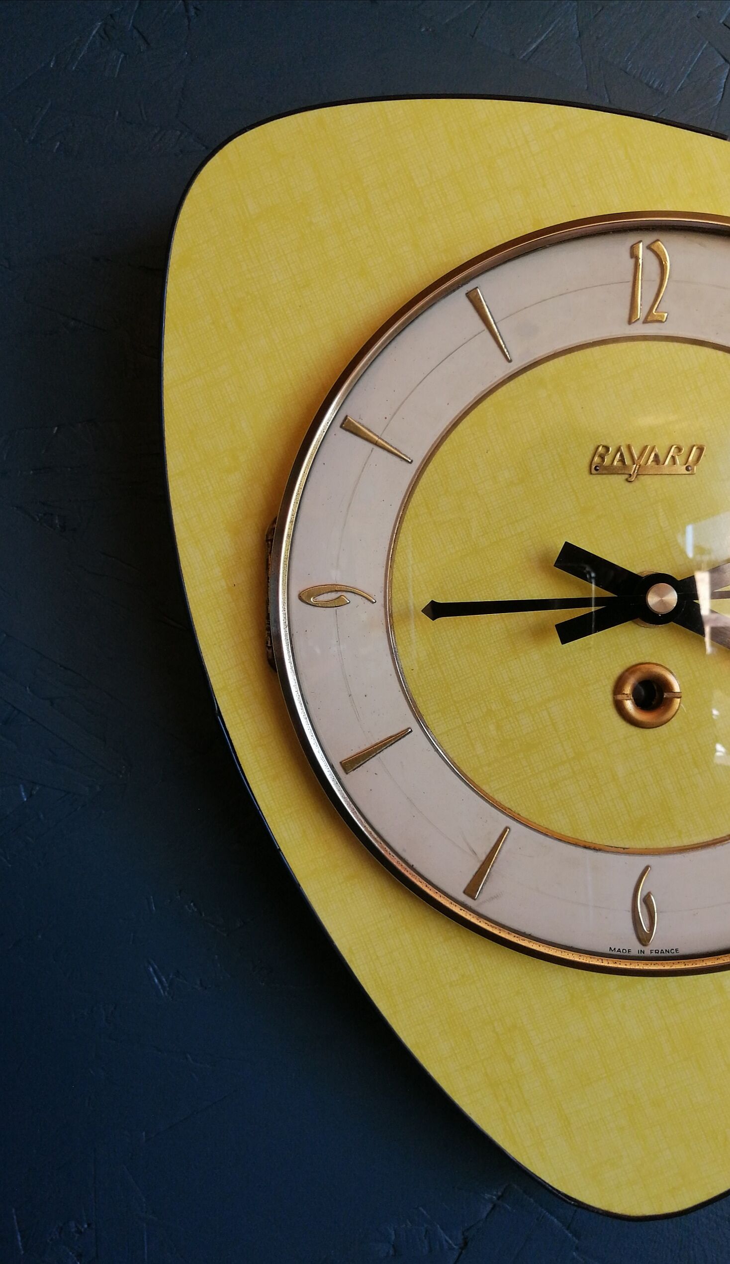Vintage clock, "Yellow Bayard" wall clock