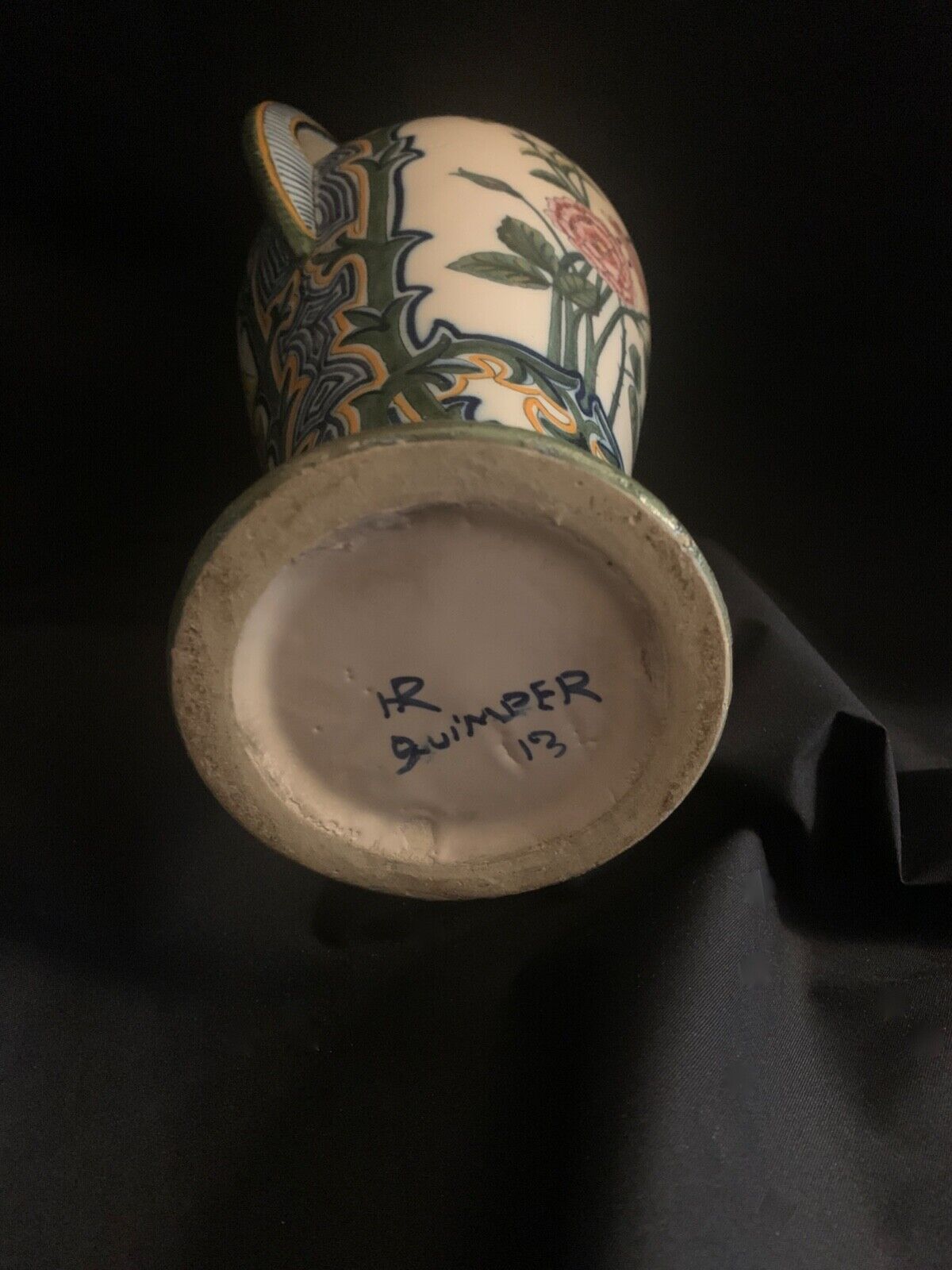 Henriot Quimper Vase, Signed HR, circa 1904-1922, numbered 13, Bretons, flowers