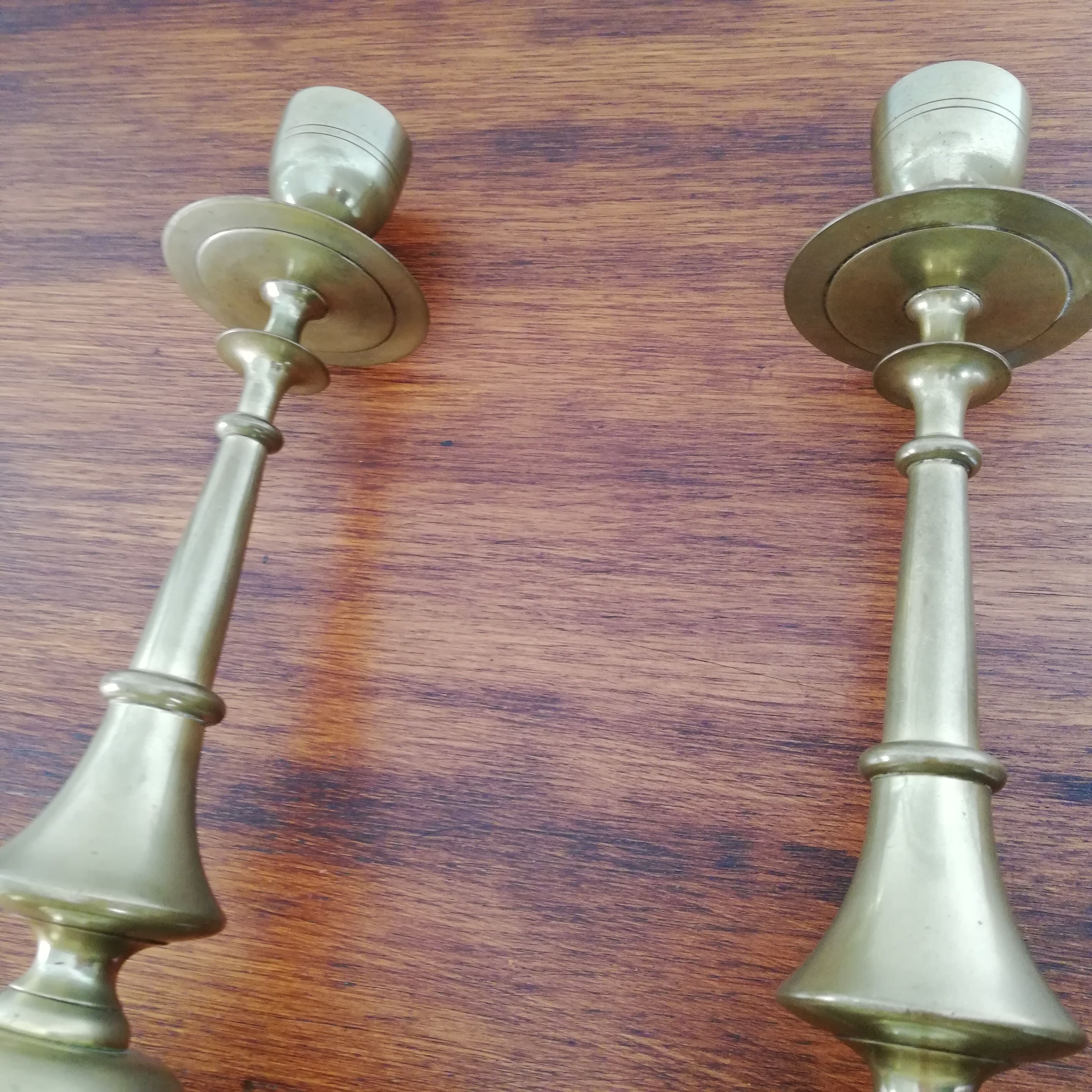 Pair of brass candle holders