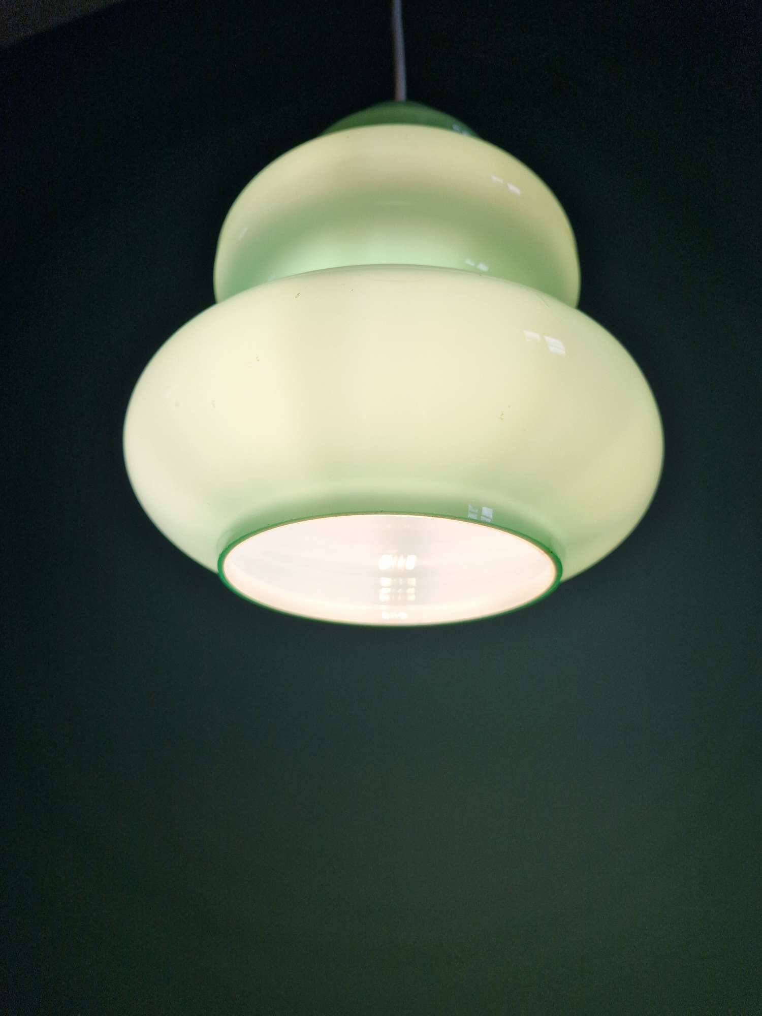 Suspension Space Age in blue-green opaline, 1960s