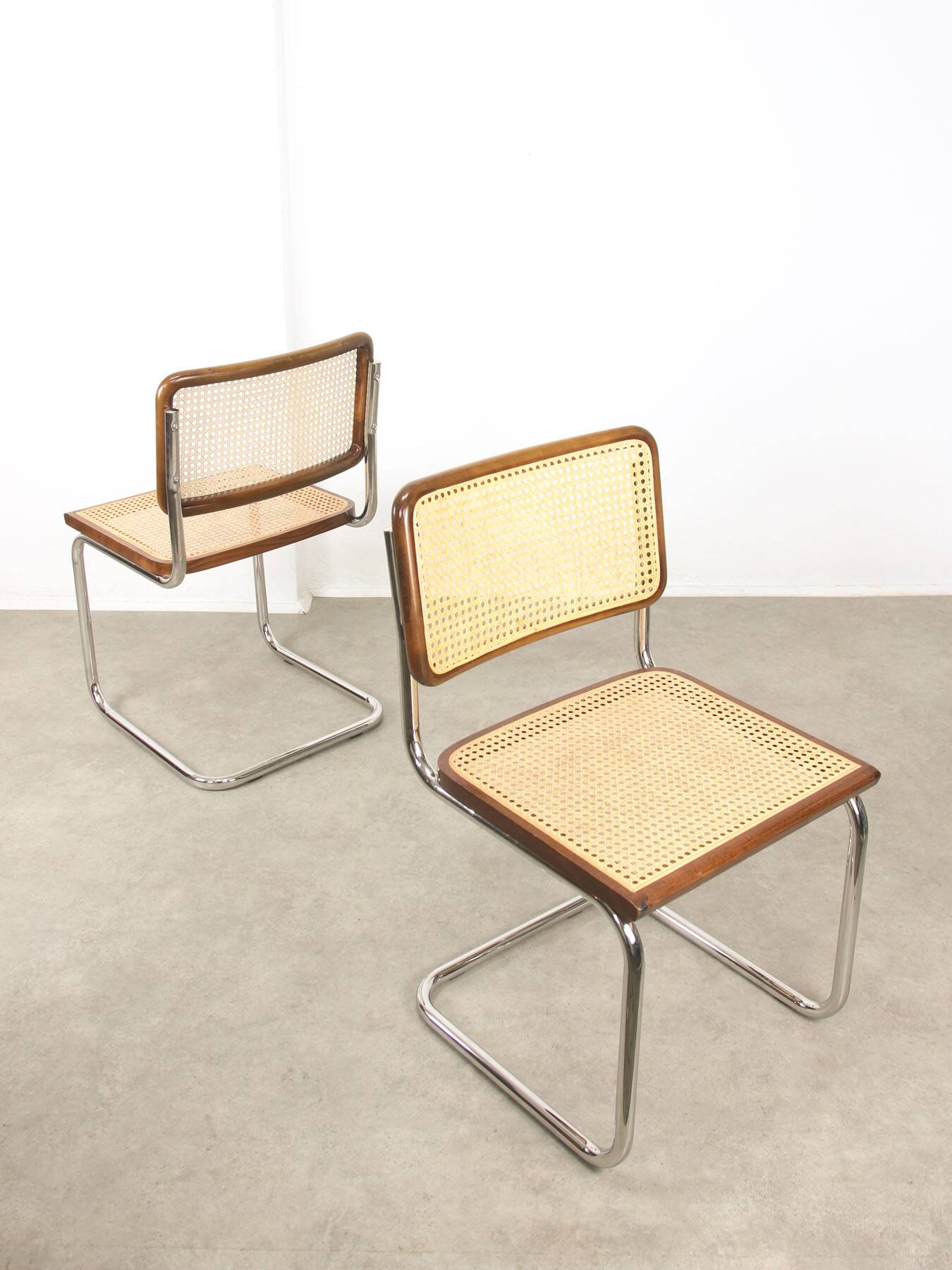 Pair of vintage Cesca B32 brown chairs by Marcel Breuer