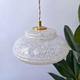 White Clichy glass pendant light with dome - 1930s - 6 copies available