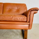 Vintage Danish Svend Skipper 3 person sofa in cognac leather 1970s