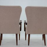 1960s pair of restored danish armchairs in boucle