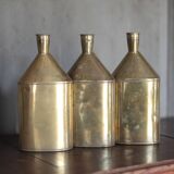 Lot de 3 bouteilles laiton vintage, gourde laiton, récipient laiton