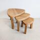 Set of 3 Oak Wood Nesting tables 1970s